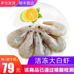 品鲜猫 活冻厄瓜多尔白虾 带冰2kg 海鲜大虾