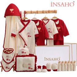 INSAHO 婴儿衣服礼盒新生儿全棉春夏秋冬四季婴幼套装满月礼物初生礼百岁礼品 YEF039 (22件套) *3件