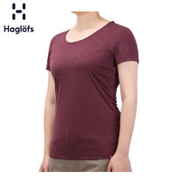 Haglofs火柴棍夏季户外女款休闲透气快干圆领短袖上衣603545欧版（L、32Q 紫红色）