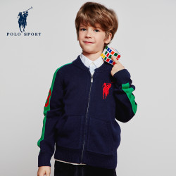 polo sport 男童针织开衫2020秋冬新品纯棉拉链儿童立领棒球服男