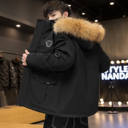 反季清仓韩国RunningMan跑男同款工装情侣羽绒服男女中长款外套厚