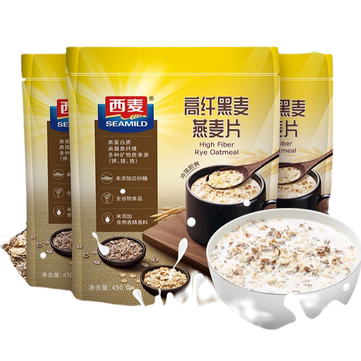 seamild 西麦 高纤黑麦燕麦片 原味 400g*3袋