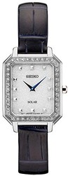 Seiko 精工 SUP429P1 女式 不锈钢牛皮表带手表 银色