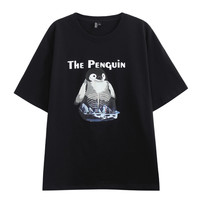 HSTYLE 韩都衣舍 中性纯棉圆领企鹅印花短袖T恤OU13800 黑色S