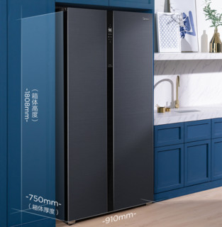 Midea 美的 净味系列 BCD-639WKPZM(E) 单循环 风冷对开门冰箱 639L 莫兰迪灰