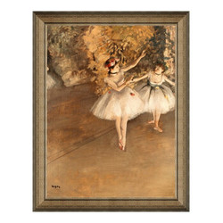 人物油画《两个芭蕾舞女》沙发背景墙装饰画挂画 典雅栗(偏金色) 54×69cm