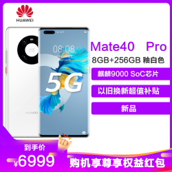 华为/HUAWEI Mate 40 Pro 5G 8GB+256GB 釉白色 麒麟9000