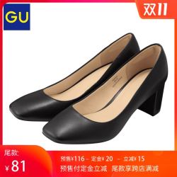 GU极优女式舒适软垫方头鞋新款时尚优雅高跟鞋女326589