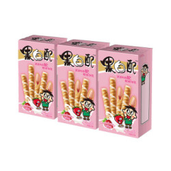 旺旺 黑白配 酥心卷糕点 办公休闲零食 草莓味100g*3连包 *10件