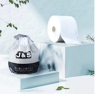 j&s 一次性卷筒式纯棉洗脸巾 20*20cm*3卷装
