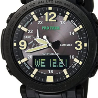 CASIO 卡西欧 指针系列 PRG-600Y-1 51.5mm 男士太阳能手表 黑盘 黑色树脂带 圆形