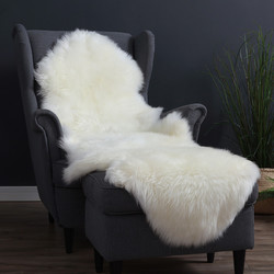 WOOLTARA 澳洲羊毛皮毛一体沙发垫 米白色 180x55cm