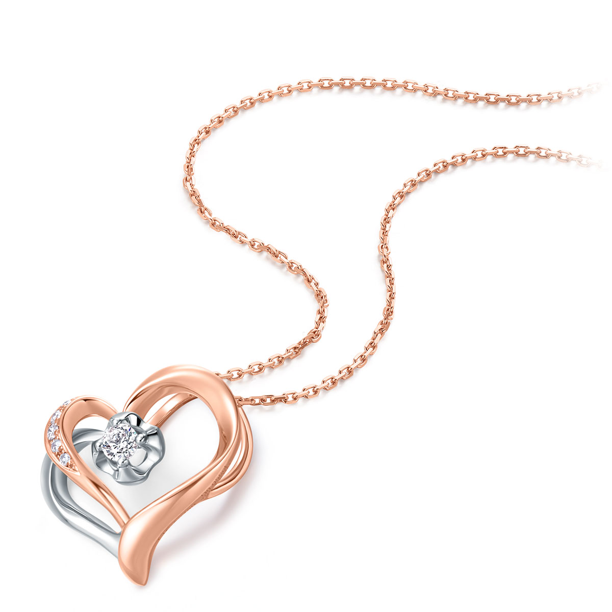 chow tai fook 周大福 u173244 浪漫爱心18k金钻石项链多少钱-什么