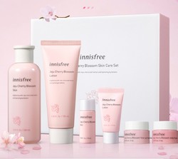 韩国进口 悦诗风吟 Innisfree 济州大樱花水乳护肤品化妆品套装礼盒爽肤水乳液面霜补水保湿清透 新年礼物