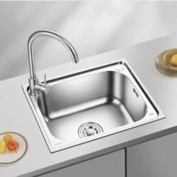 不锈钢水槽 晶厨不锈钢拉伸水槽单槽 带鹅颈龙头 沥水篮 68 45cm多少钱 什么值得买