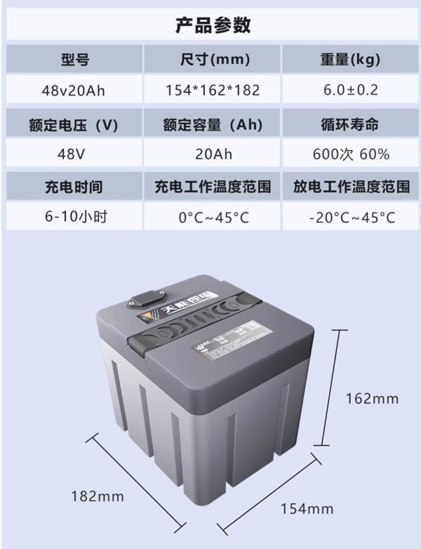 天能 T4820 48V20Ah M2电动车锂电池