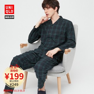 优衣库 男装 法兰绒睡衣(长袖)(格子) 431827 UNIQLO