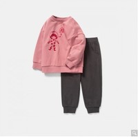 【印花卫衣套装】迷你巴拉巴拉男女童套装运动2021春秋款长袖 100cm 粉红6056