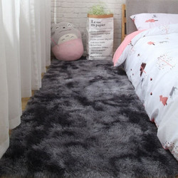 君偕 北欧ins地毯客厅茶几卧室床边地垫毛毯 长毛深灰色(扎染) 40*120cm加厚款