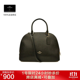 COACH 蔻驰 奢侈品 女士贝壳包单肩手提包牛皮革 黑色 大号 F27590IMBLK