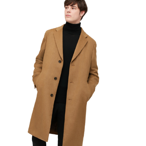 商品uniqlo 优衣库 男士长款纯色单排扣羊毛大衣429297 褐色s