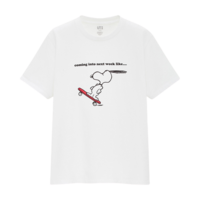 UNIQLO 优衣库 PEANUTS系列女士纯棉圆领印花短袖T恤431529 白色L