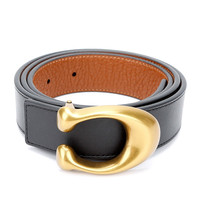 COACH 蔻驰 女士皮质板扣腰带 78175 B4OH1-L 黑色/棕色 L