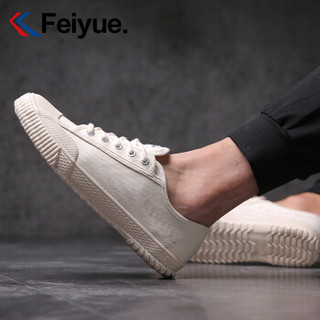 飞跃（feiyue）帆布鞋男米色休闲运动鞋街拍潮流文艺学生小白鞋 米色 44 *4件