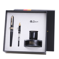 pimio 毕加索 T707 墨水钢笔套装 亮黑金夹双笔尖 0.38+0.5+凑单品