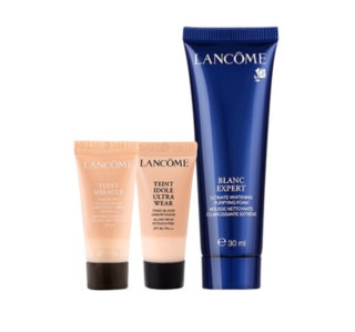 LANCOME 兰蔻 彩妆组合 4件套(气垫PO-01+持妆轻透粉底液P0-01+奇迹薄纱光采粉底液P-01+洁面乳30ml)