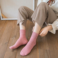 YUZHAOLIN 俞兆林 女士纯色棉质透气中筒袜 10双