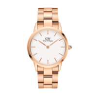 Daniel Wellington 丹尼尔惠灵顿 ICONIC LINK系列 DW00100209 36mm 中性石英手表 36mm 白盘 金色不锈钢带 圆形