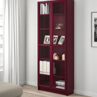 IKEA 宜家 BILLY 毕利 玻璃门书柜 深红色 80*30*202 cm