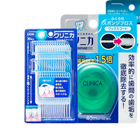 LION 狮王 细齿洁系列牙缝护理套装 2件套(尼龙质牙线+深洁牙线棒3弦)