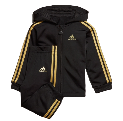 adidas 阿迪达斯 婴童连帽拉链运动装套 ED1141 黑色/金