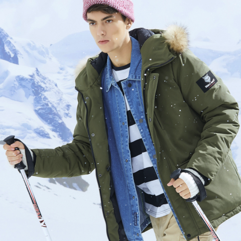 meters bonwe美特斯邦威 631183男士中长款羽绒服 低至400元包邮 服饰