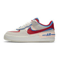 NIKE 耐克 AF1 Shadow 女士运动板鞋 CU8591-001 帆白/清透蓝/宝蓝/大学红