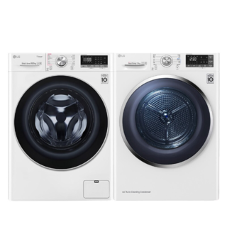 限广州：LG 洗烘套装10.5kg蒸汽除菌洗衣机+10kg双转子变频烘干机 FLW10G4W+RH10V9AV4W