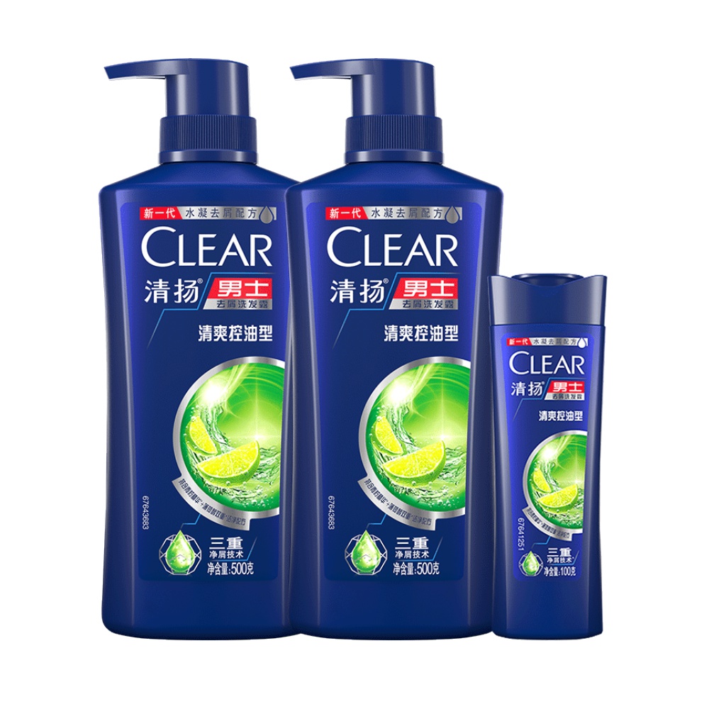 清扬男士去屑洗发露洗发水清爽控油型去屑蓝瓶500x2100g