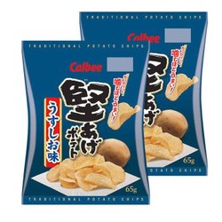 Calbee/卡乐比 日本进口零食 坚脆薯片淡盐味65g*2 *2件