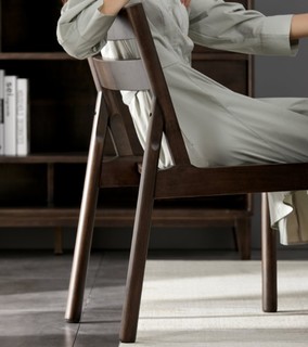 8H 大师枫情系列 DF13 现代实木餐椅 一对装 黑胡桃色