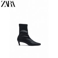 ZARA TRF 13102610040 女士黑色弹力猫跟短靴