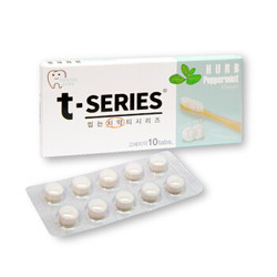 特舒粒 T-Series 韩国进口 固体牙膏粒（薄荷香味）便携装 7g/盒 10粒 *6件