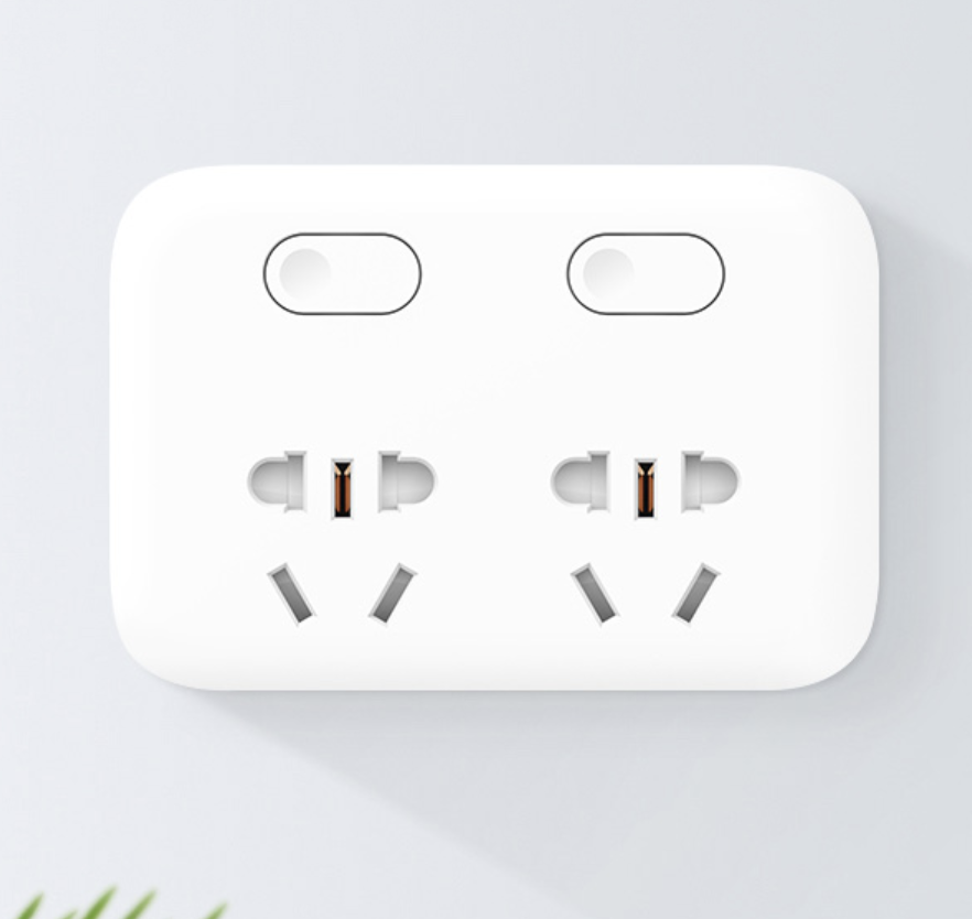 青米 插线排插座 二控二位