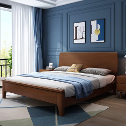冬巢北欧实木双人床15米2米标准床胡桃色