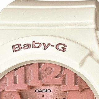 CASIO 卡西欧 霓虹照明系列 BGA1317B2JF 43.1mm 女士石英手表 粉色 白色橡胶带 圆形