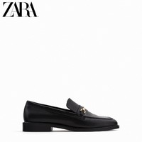 ZARA 12516610040 女士黑色平底英伦鞋