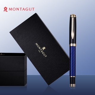 有券的上：MONTAGUT 梦特娇 碳纤笔身书写钢笔 石墨系列 蓝金夹钢笔0.5mm *2件