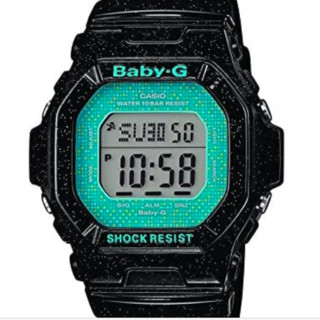 CASIO 卡西欧 BABY-G系列 BG-5600GL-1ER 40mm 女士电子手表 绿盘 黑色树脂带 方形