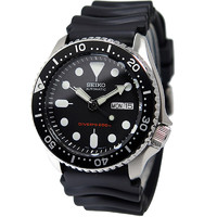 SEIKO 精工 SEIKO 5系列 SKX007KC 42mm 男士自动机械手表 黑盘 黑色橡胶带 圆形